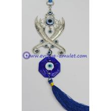 Turkish evil eye pendant cross swords machete wall home decoration