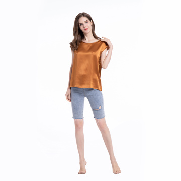 Blouse Classic Style Silk Short Sleeve Relaxed T-Shirt