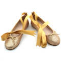 Glitter Yellow Kids Baby Rubber Sole Dress Shoes