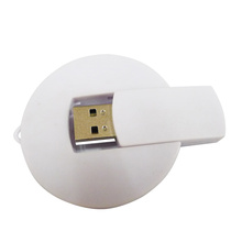 Plastic White Round Swivel USB Flash Drive