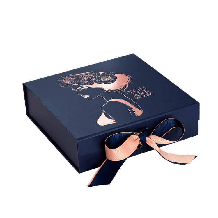 Wholesale Customized Collapsible Magnetic Gift Box With Hot Foil Stamping Logo And Changeable Ribbon 3 Png