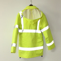 Lucifer Yellow Lime Hooded PU Jacket/Raincoat/Reflective/Safety Clothing for Adult