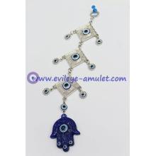 Three cycles evil eye diamond pendant and Hamsa wall decoration