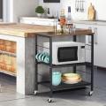 3-Tiers Microwave Oven Stand with 10 S-Hooks