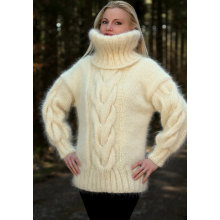 New Design Hand Knit Cowl Neck Sweater Pullover Sweater Cardigan