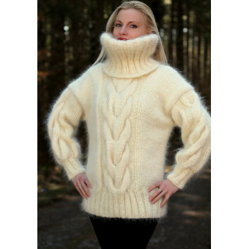 Nueva chaqueta de punto del suéter del suéter del cuello de la capilla del Knit de la mano del diseño