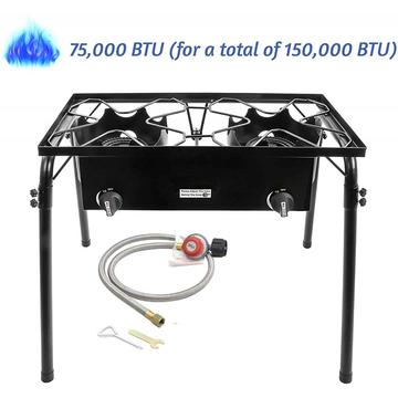 150000BTU Outdoor Camping Double Burner Propane Gas Stove