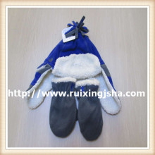 Teenager Earflap Fleece Hat and Gloves Set