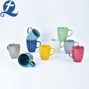 Colorful Home Stoneware Ceramic Leaf Relief Cup Set