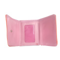 Carteira de coelho bonito com três dobras, bolsa de coelho rosa bifold