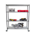 4 Tier Black Wire Shelving With Rubber Wheels