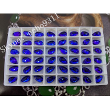 Drop Shape 7*12mm Capri Blue Sew on Flat Back Stones for Garment Ornanment