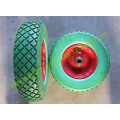 flat free PU foamed wheel 4.00-8 with metal rim