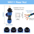 Conector de porca traseira à prova d&#39;água com rosca WK11