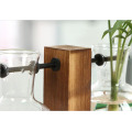 Retro Tabletop Hydroponics Flower Glass Vase Wood Holder