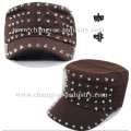 Fashion studded spiked rivet flat top cap military hat