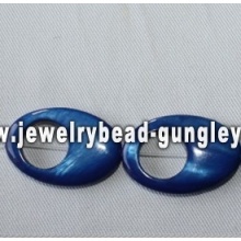 blue oval shape freshwater shell beads