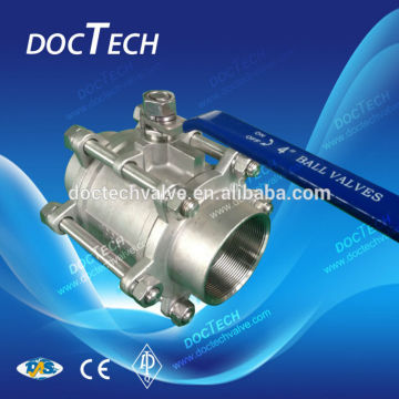 DN100 4.0" CF8 3 piece female ball valve, 3-pc internal thread ball valve for water,oil and gas