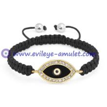 Black Evil Eye Crystal Shamballa Inspired Bracelet