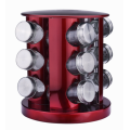 20-jar pink revolving spice rack with glass bottles