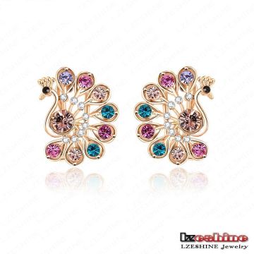 Multicolor CZ Crystal Peacock Stud Earrings pour femme (ER0019-C)