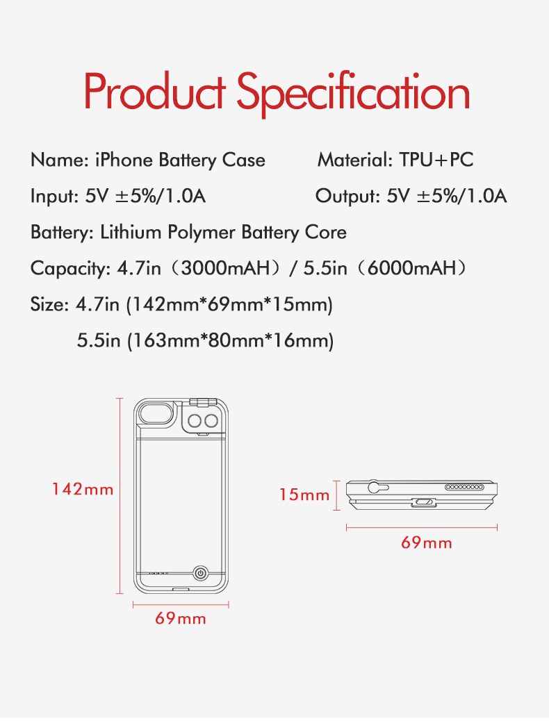 Multi Function Phone Battery Case For Iphone 7 8 19