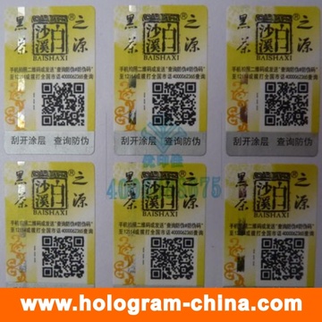 Anti-falsificación de pegatinas de holograma con Qr código de impresión