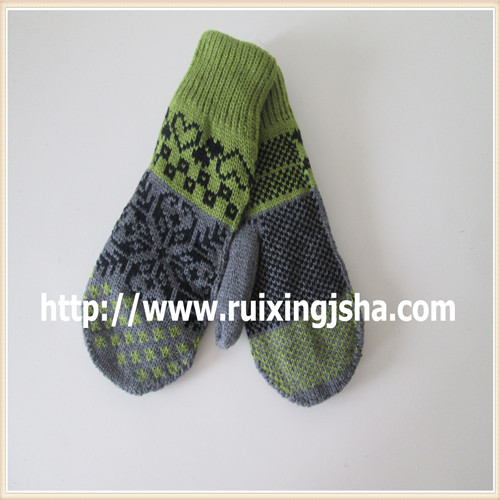 Winter Woman Acrylic Jacquard Knitted Mitten