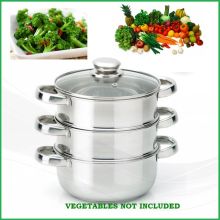 Amazon Vendor 22 centímetros de aço inoxidável Steamer Cooker Pot Set