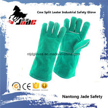 Green Cowhide Split Leather Industrial Safety Soldagem Luva de trabalho à mão