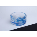 Acrylic Round Ashtray Blue Waved pattern