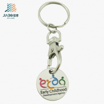 Atacado Personalizado Logotipo Presente Euro Trolley Moeda Token com Keychain Promoção