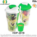 800ml Eco-Friendly Plastic Salad Container with Dressing Cup (HDP-2018)