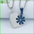 fleur amant couple acier inoxydable Collier pendentif