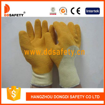 Beige T/C Shell with Yellow Latex Rough Finished Glove Dkl711