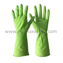 Gant de latex domestique vert floconné avec Ce approuvé