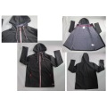 Yj-1065 Black Polar Fleece Waterproof Breathable Mens Softshell Jacket with Hood