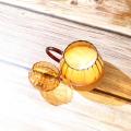 Pumpkin Amber Glass Mug With Handle And Lid