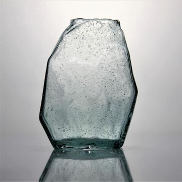Decoração de casa de vidro reciclado verde pequeno vaso de bolha