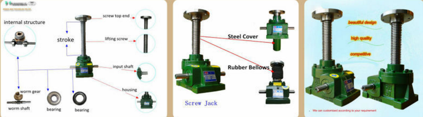 Worm gear machine screw jack for industry lifting