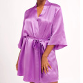 Faux silk robe purple womens silk satin robe