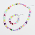 6X4CM cylindrical plastic bead bracelet necklace set