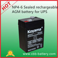 Batterie AGM rechargeable Np4-6 Rechargeable (6V4Ah) pour UPS