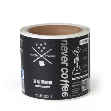 Adhesive coffee food beverage packaging roll sticker