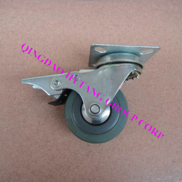 Gray rubber caster wheel with brake N120050DB