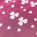 100% polyester red flower flocking printed tulle fabric