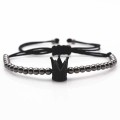 Nova moda Micro Pave pulseiras Popular Coroa Imperial zircônia cúbica charme feminino da trança de jóias de prata pulseiras Macrame.