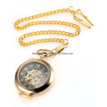 Custom Quality Golden Mechanical Pocket Watch with Chain for Men Women