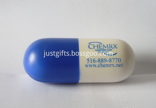 Promotional Capsule Shaped PU Stress Reliever - PMS Matched