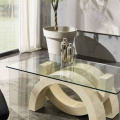 Dinning Room Furniture 6/8 Seat Glass Travertine Table